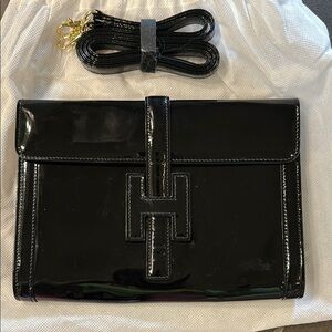 Elegant Black Patent Leather Clutch